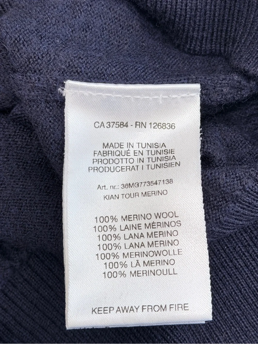 J.Lindeberg Kian Tour Merino Wool 1/4 Zip Sweater Navy Small Golf Mens